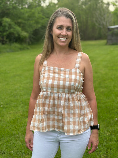 Tan Plaid Tank