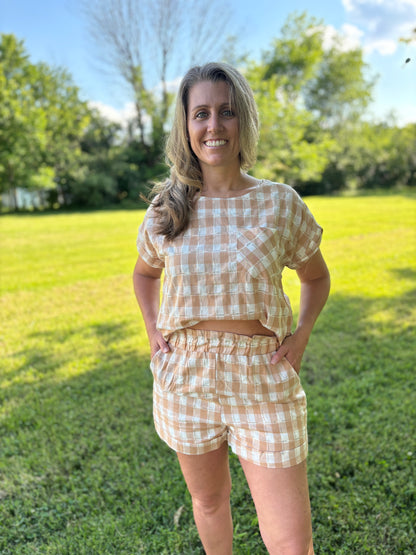 Tan Plaid Set