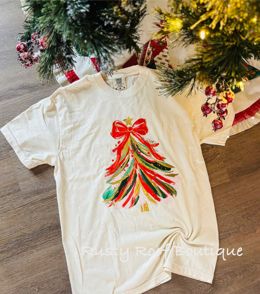 Trendy Bow Christmas Tree Tee