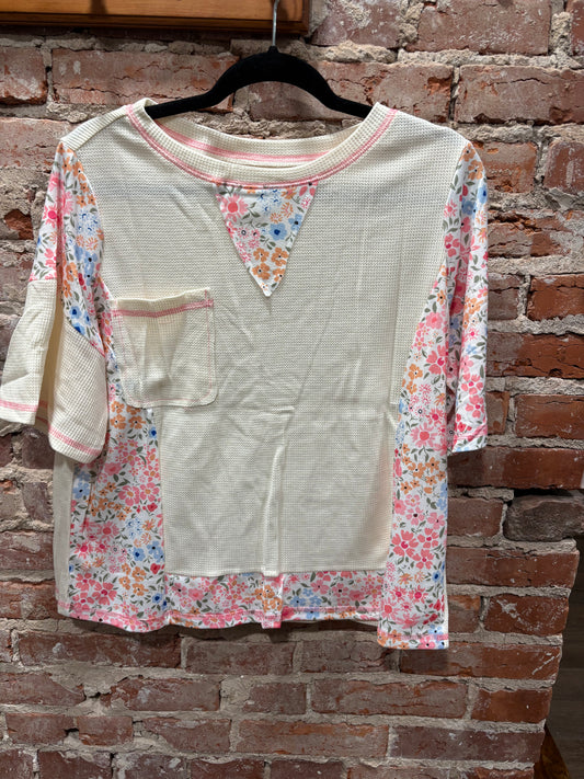Floral Waffle Pocket Top