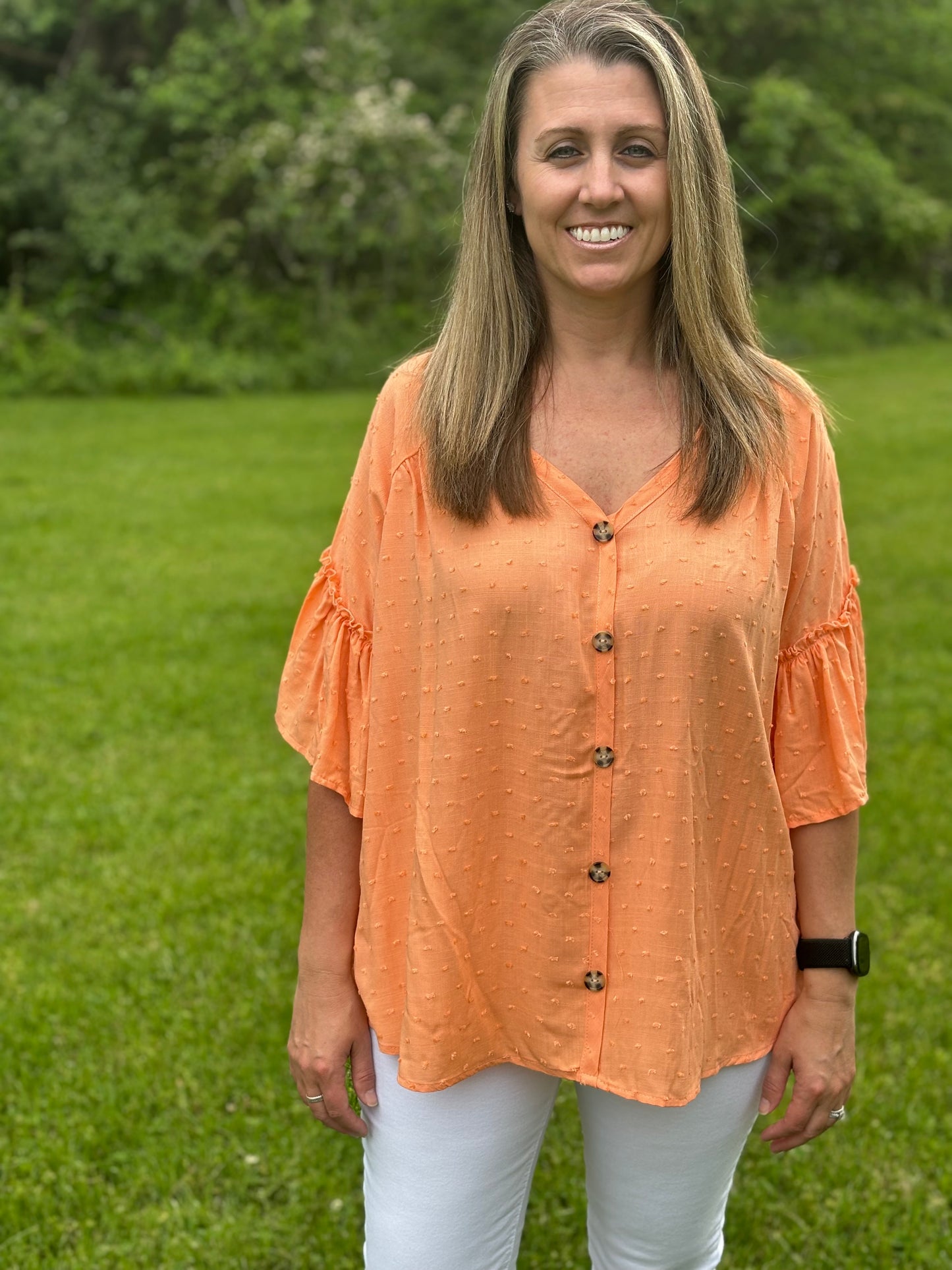 Peach Ruffle Bottom Top