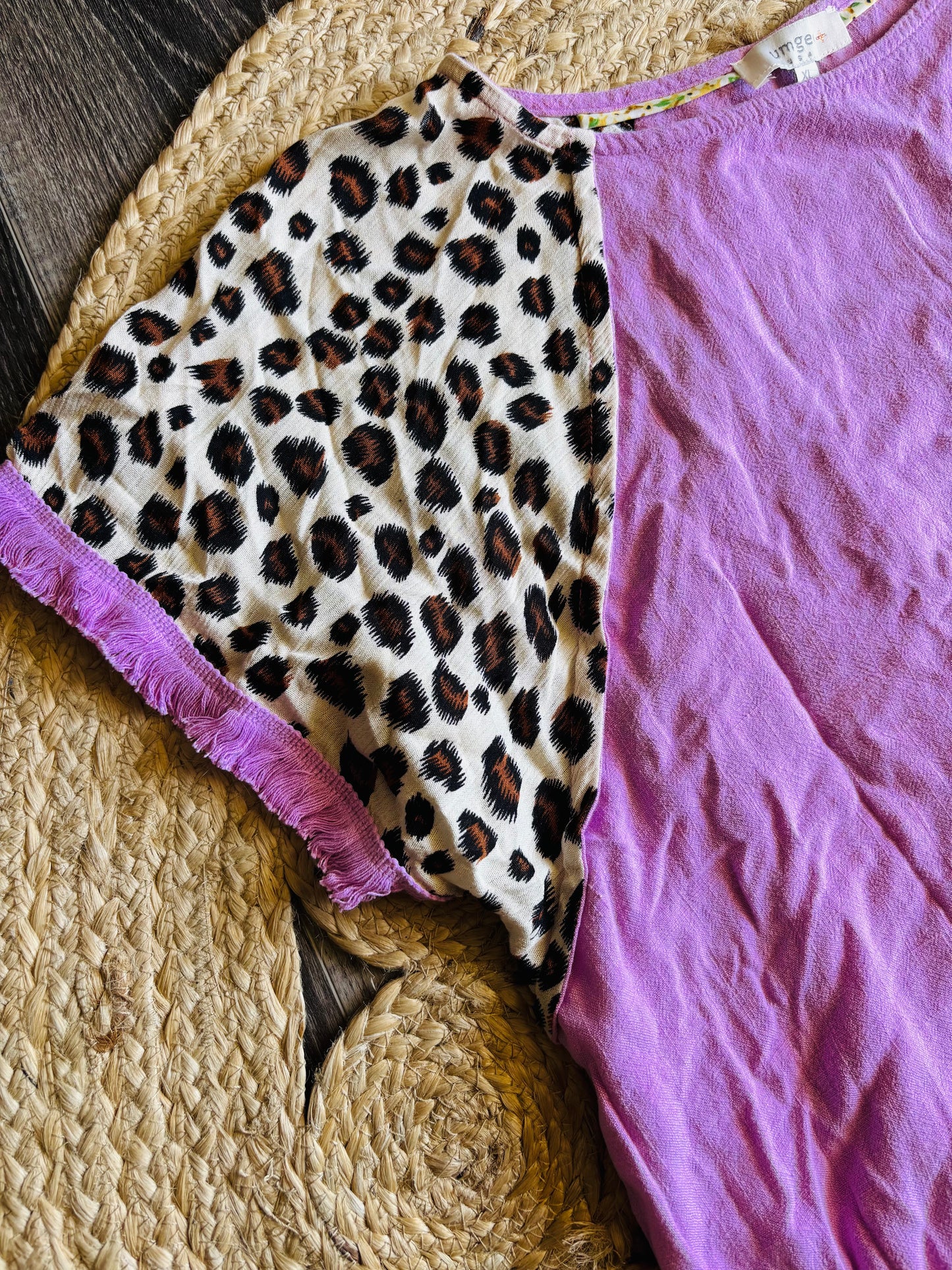 Plus Purple Leopard Fringe Top