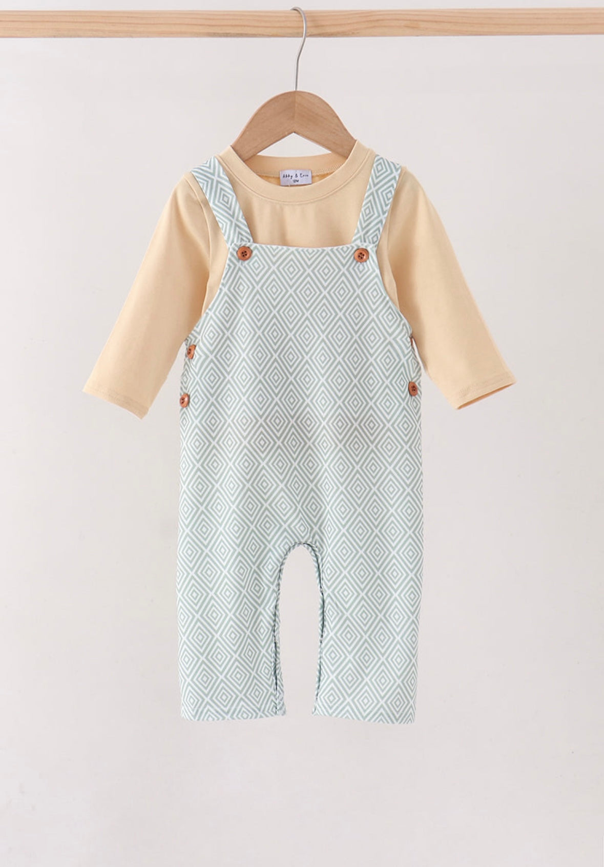 Khaki Geo Diamond Romper Set