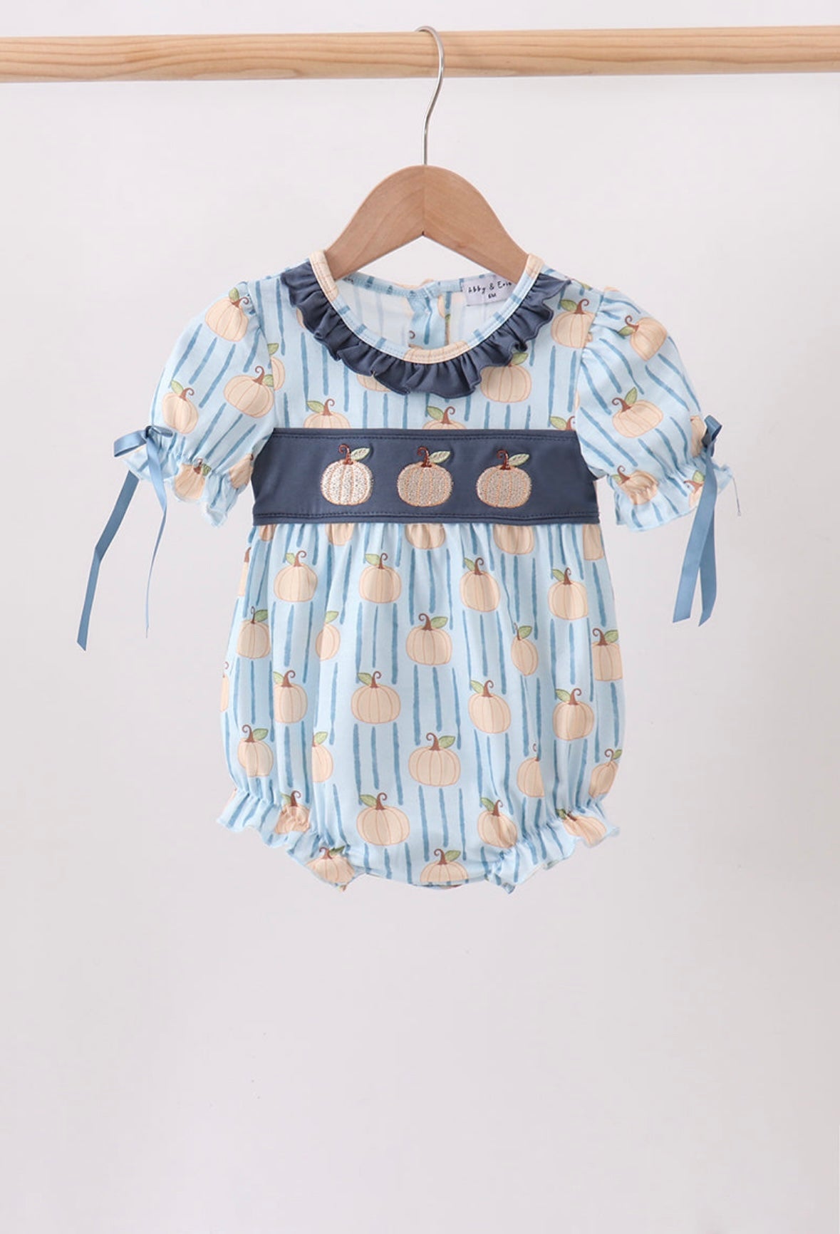 Blue Pumpkin Embroidery Ruffle Bubble