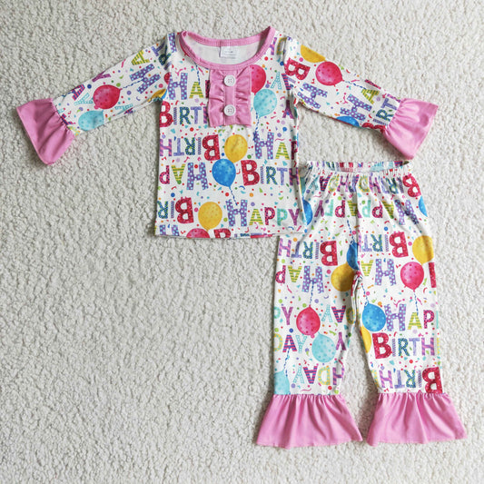 Pink Happy Birthday Pajama Set