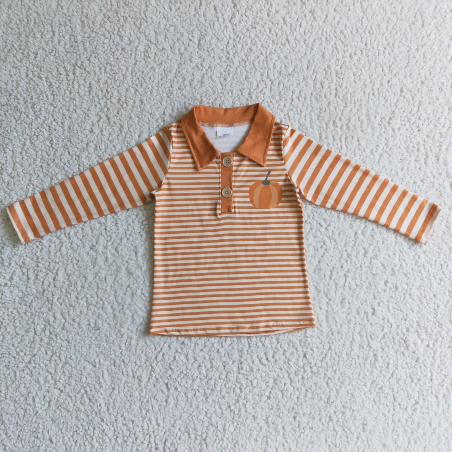 Boys Stripe Pumpkim Button Top