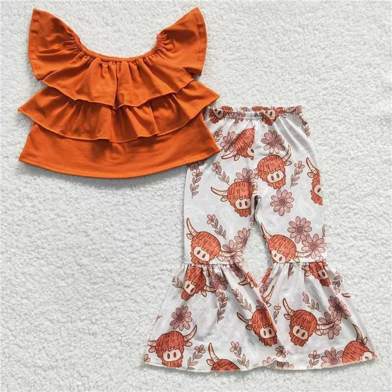 Ruffle Highland Cow Pants Set