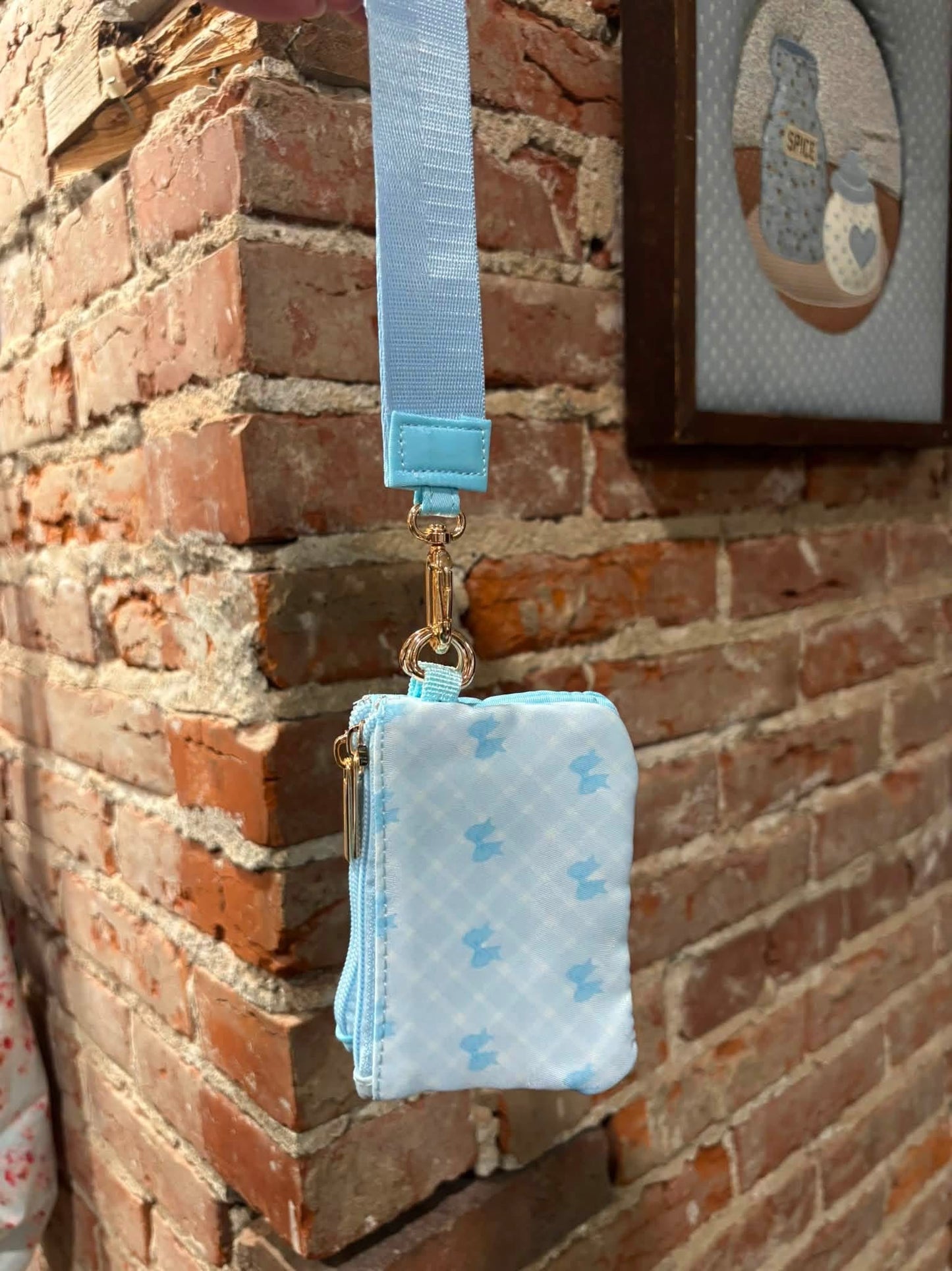 Blue Bow Wristlet
