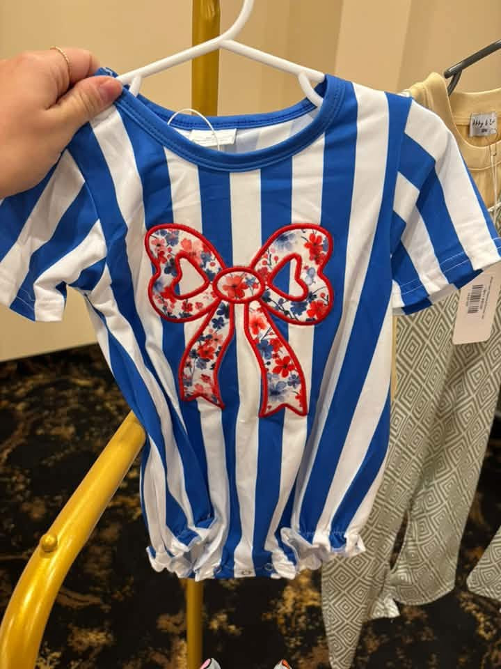 2t Floral Bow Blue Bubble