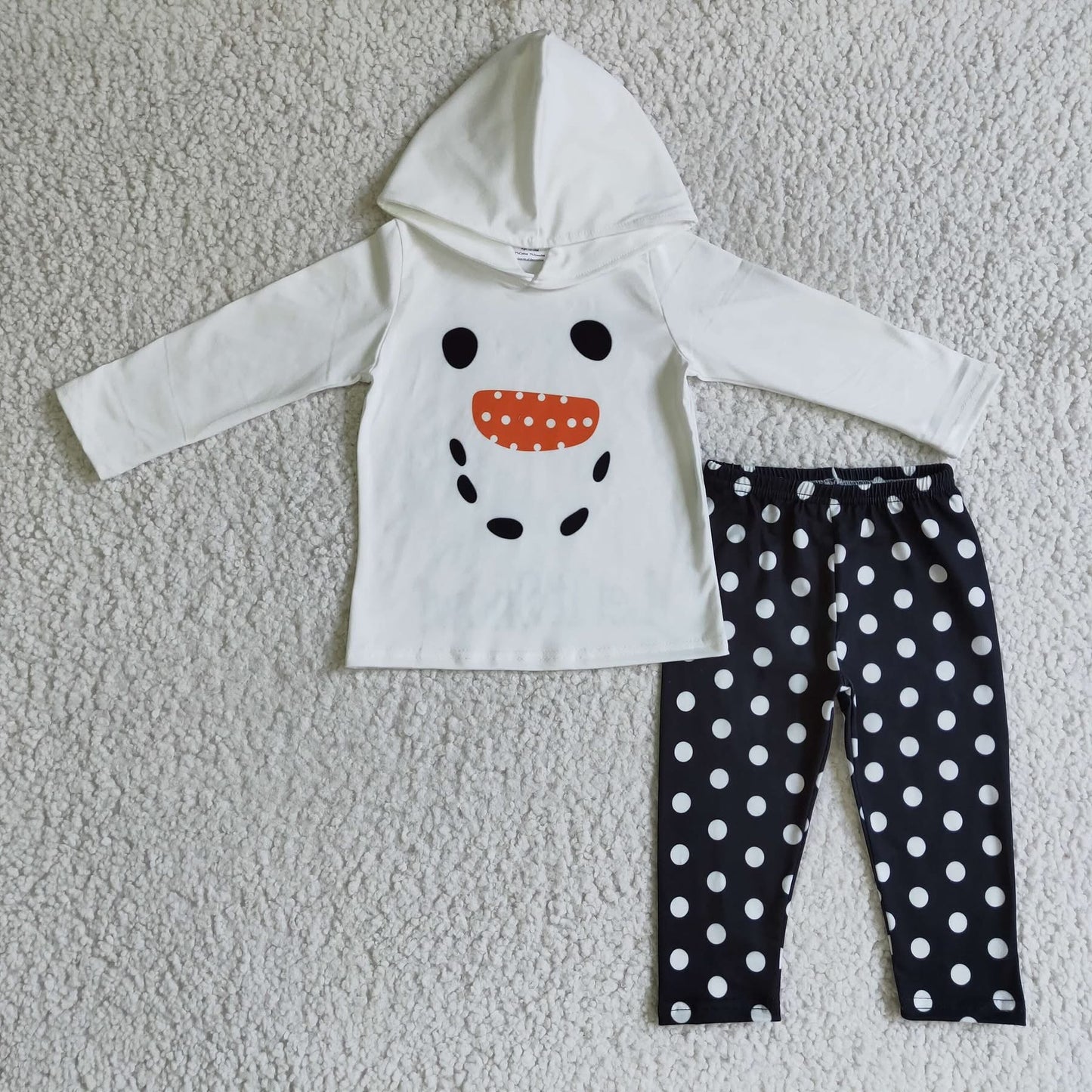 Black & White Snowman Hooded Pants Set