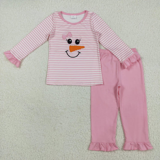Pink Ruffle Striped Pants Set