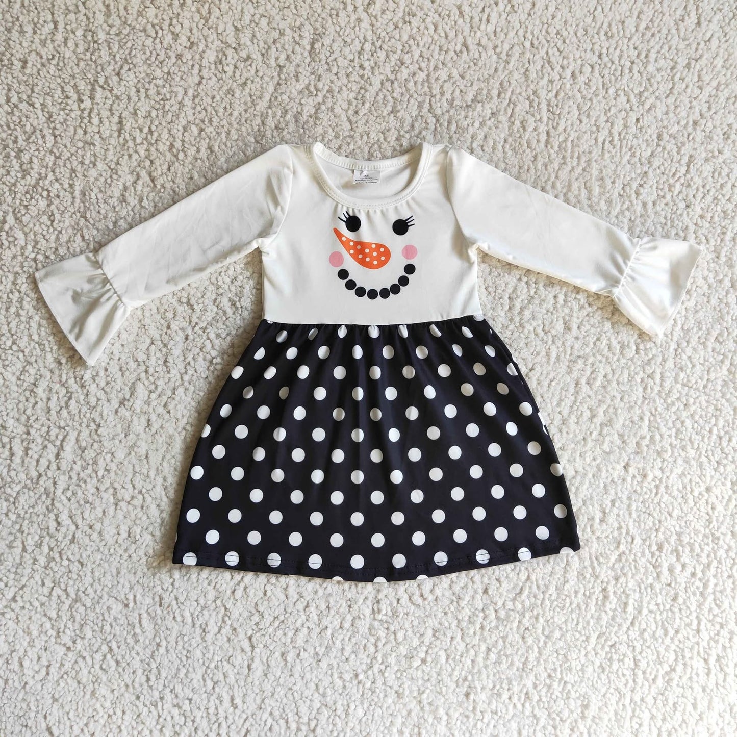 Black and White Polka Dot Snowman Dress