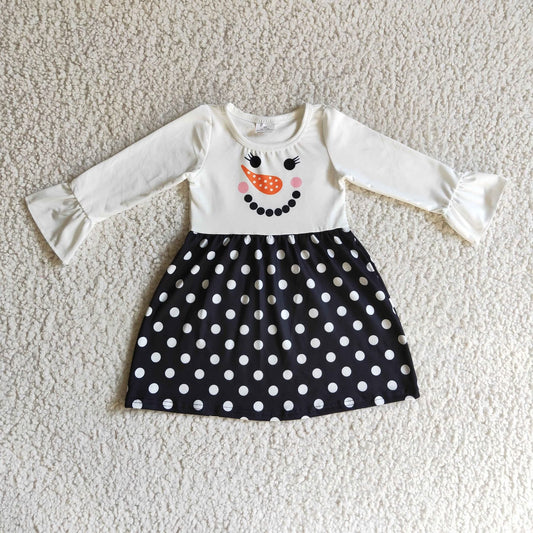 Black and White Polka Dot Snowman Dress