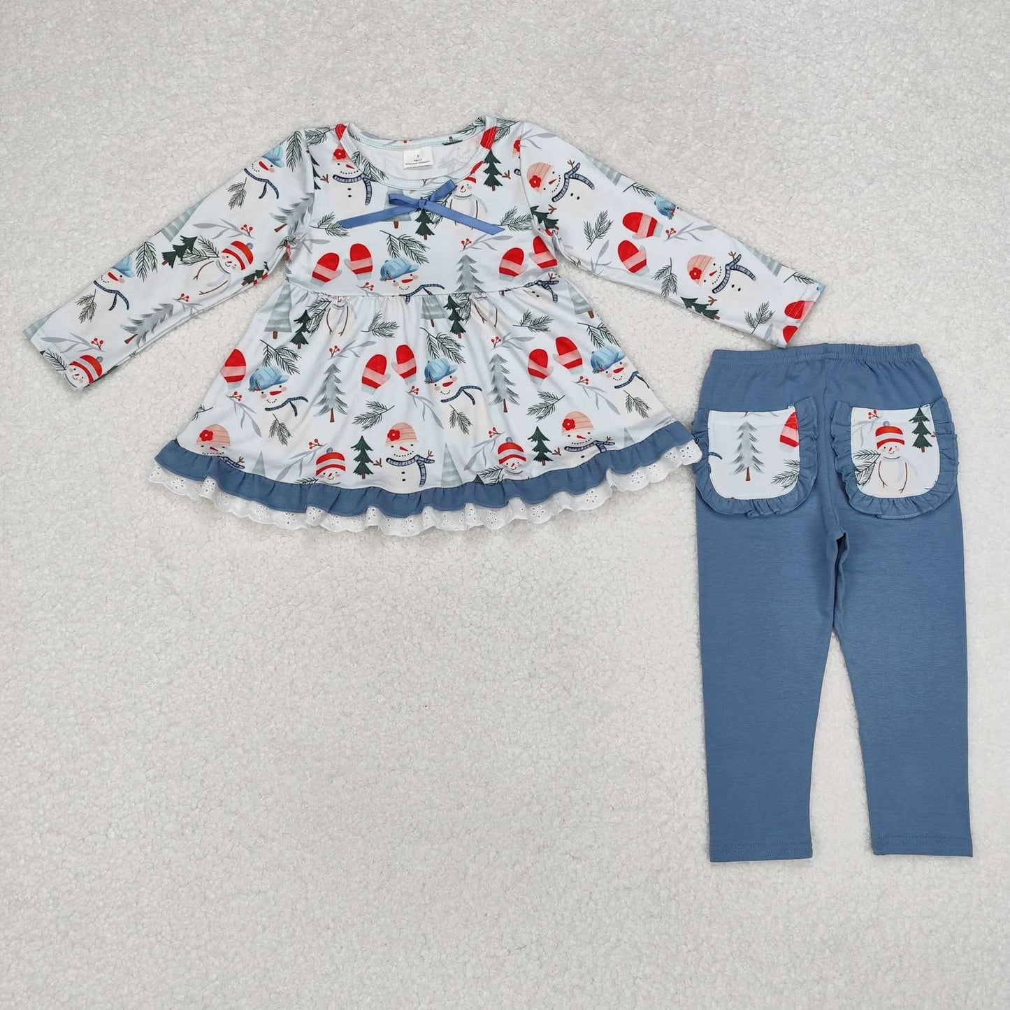 Blue Winter Wonderland Snowman Pants Set