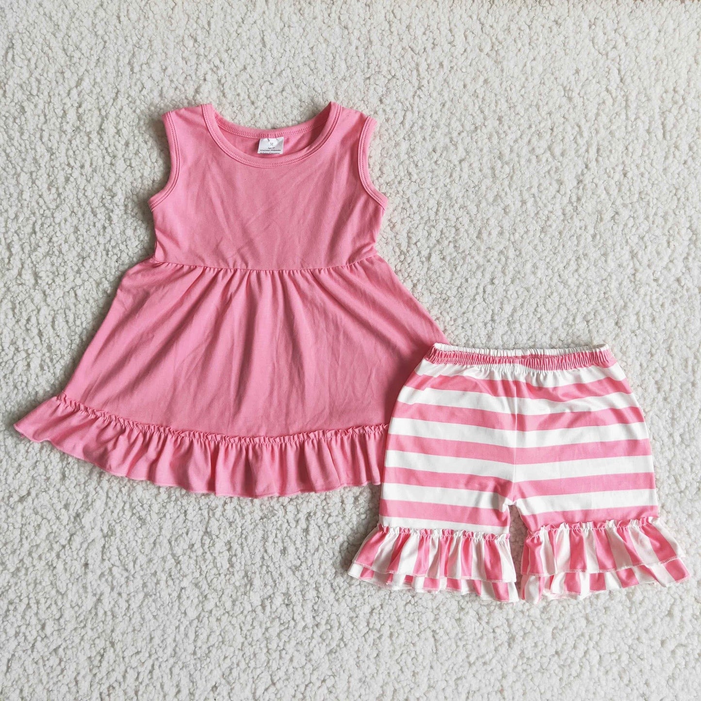 Pink Stripe Ruffle Set