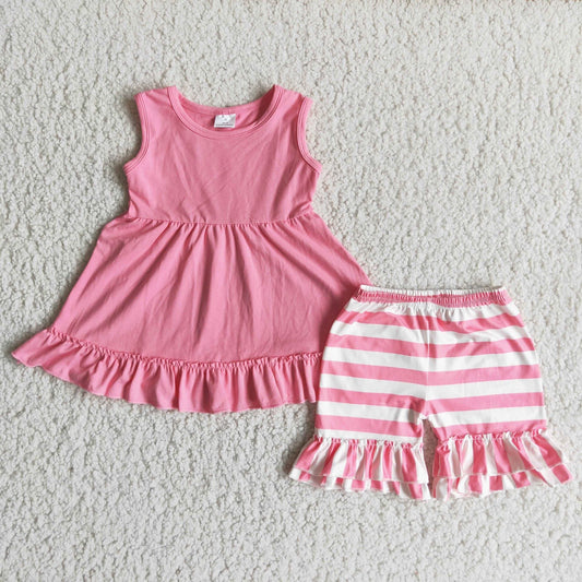 Pink Stripe Ruffle Set