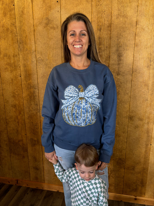 Blue Floral Pumpkin Sweatshirt