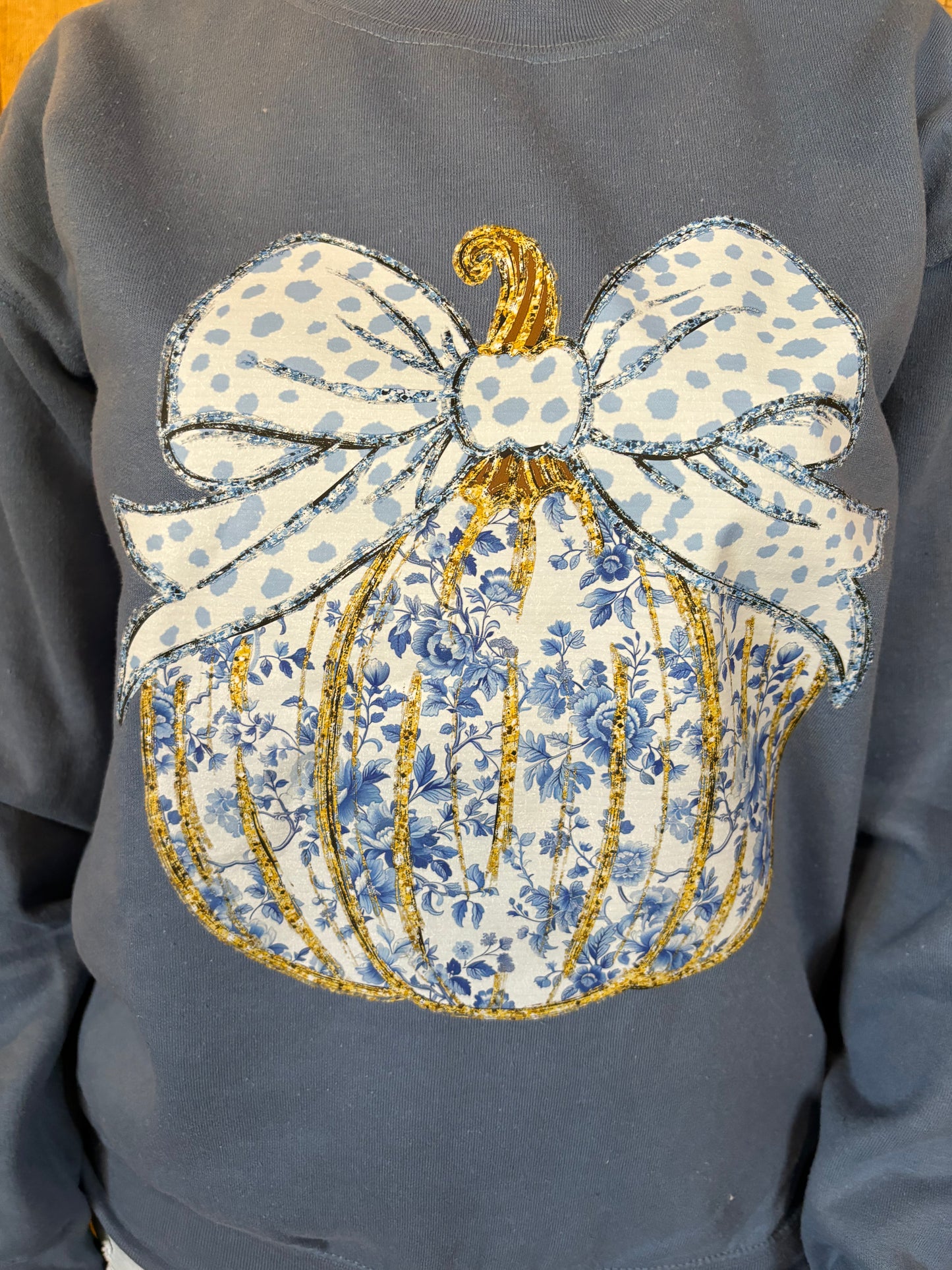 Blue Floral Pumpkin Sweatshirt