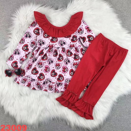 Mouse Heart Ruffled Leggings Set