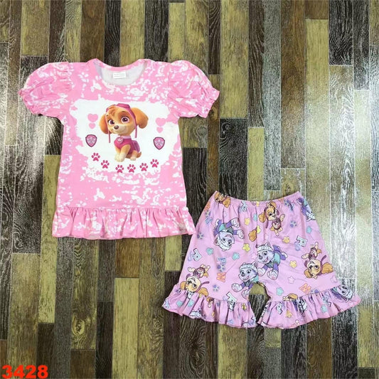 Pink Paw Dog Short Set