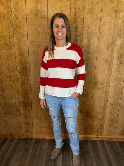 Red & White Striped Sweater