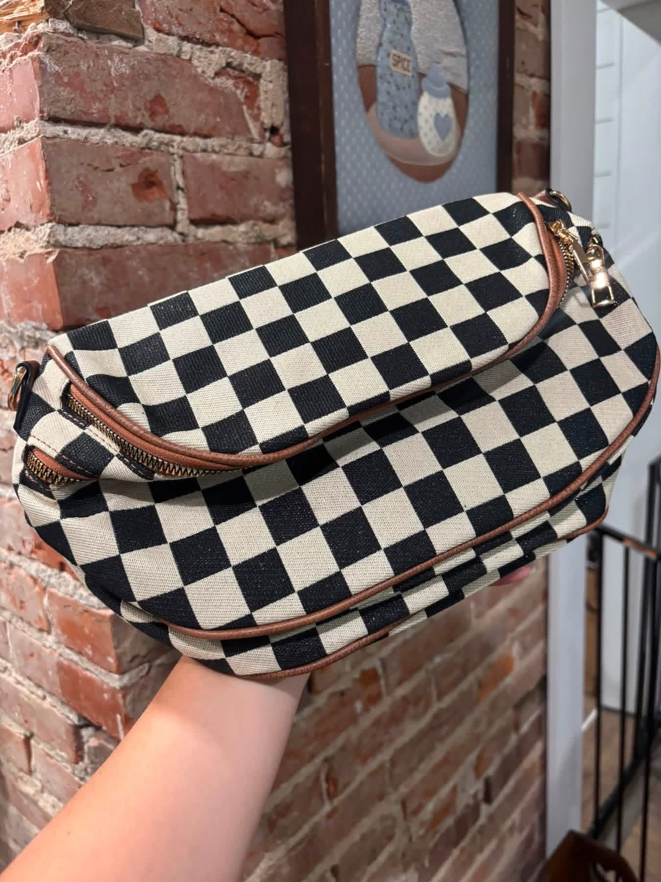 Checkered Cloth Sling Bag