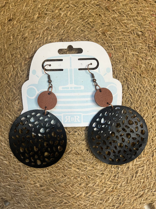 Round Black & Brown Earrings