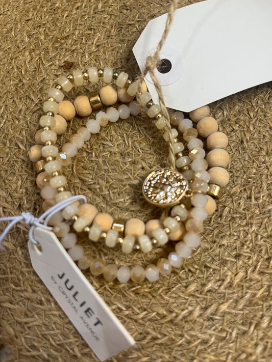 Beige Beaded Bracelet Set