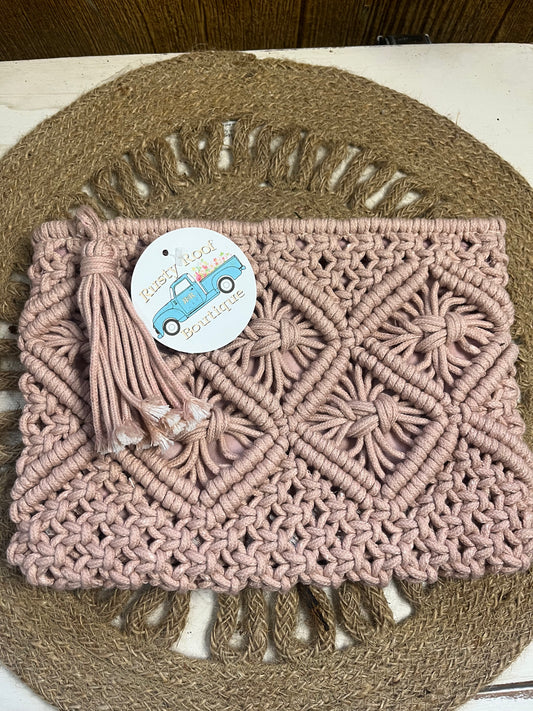 Crochet Clutch Tassel Bag
