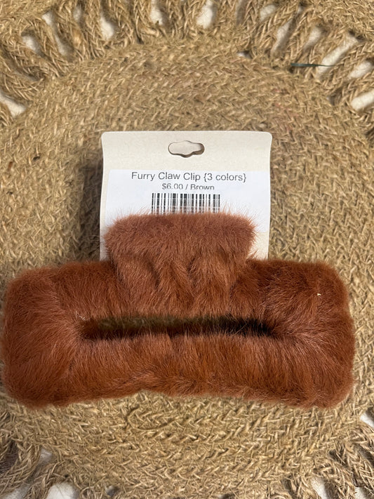 Brown Furry Claw Clip