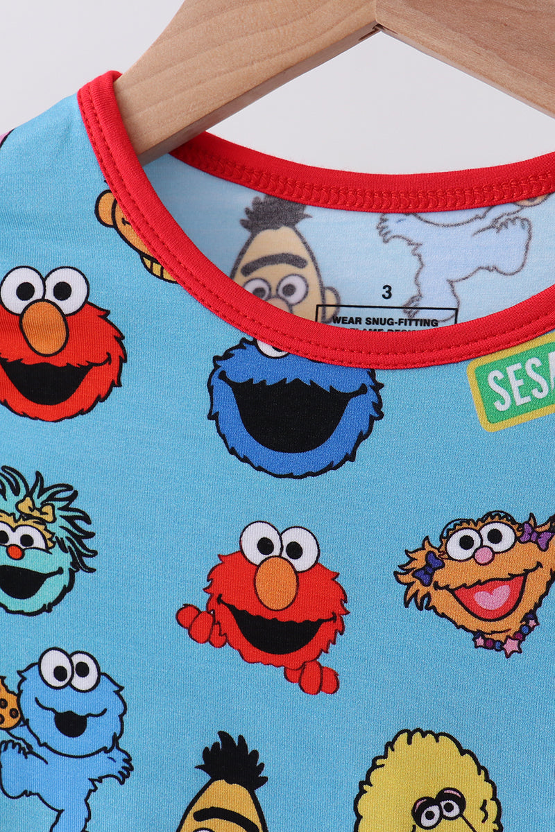 Blue character bamboo pajama set