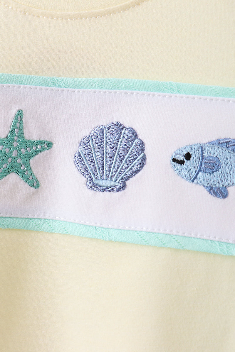 Green Marine Embroidered Jacquard Set