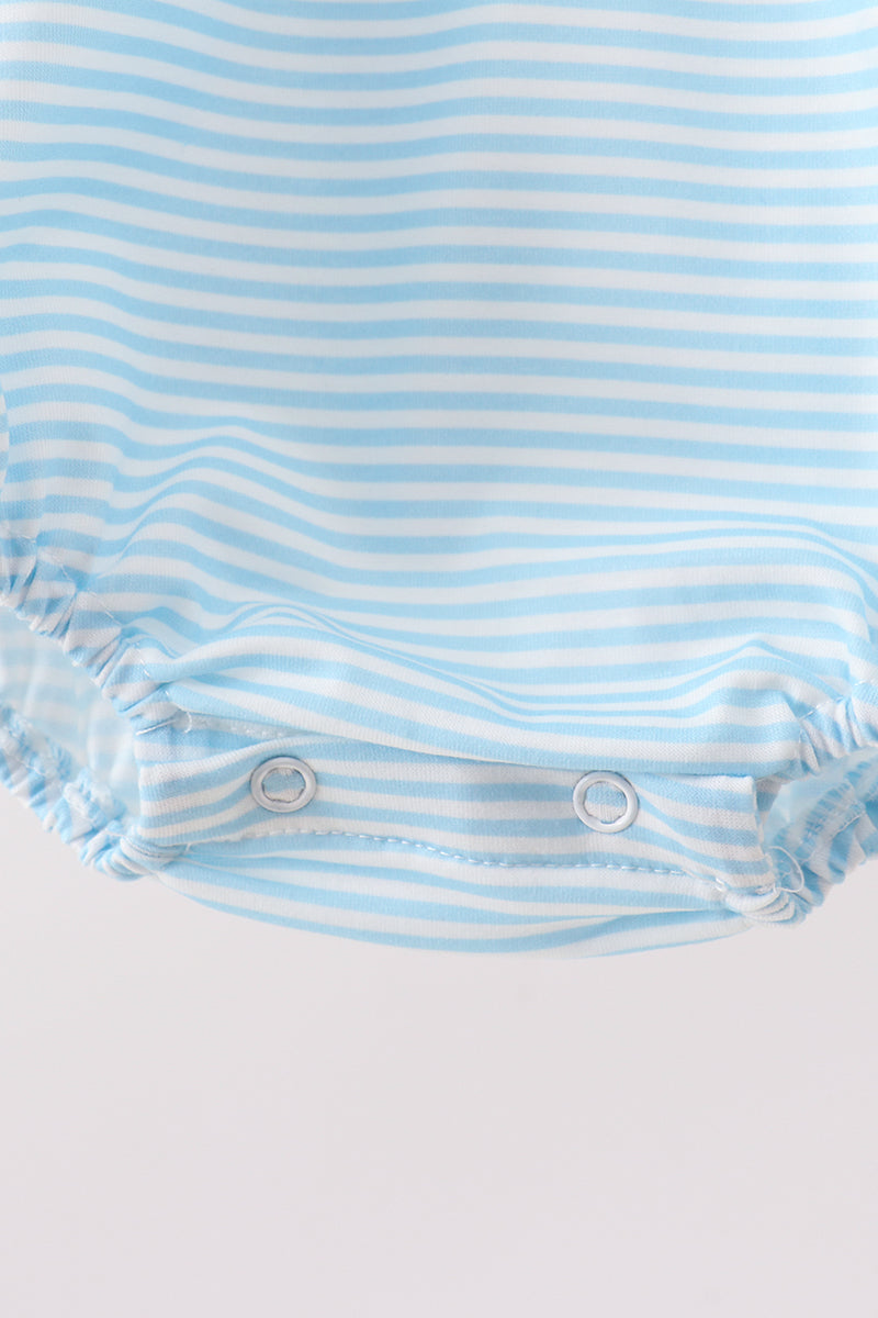 Blue Police Car Stripe Embroidered Bubble