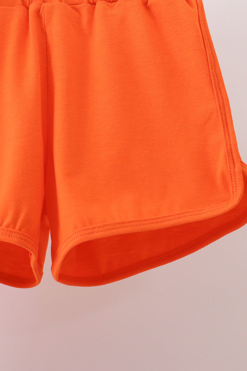 Pumpkin spider bow shorts set