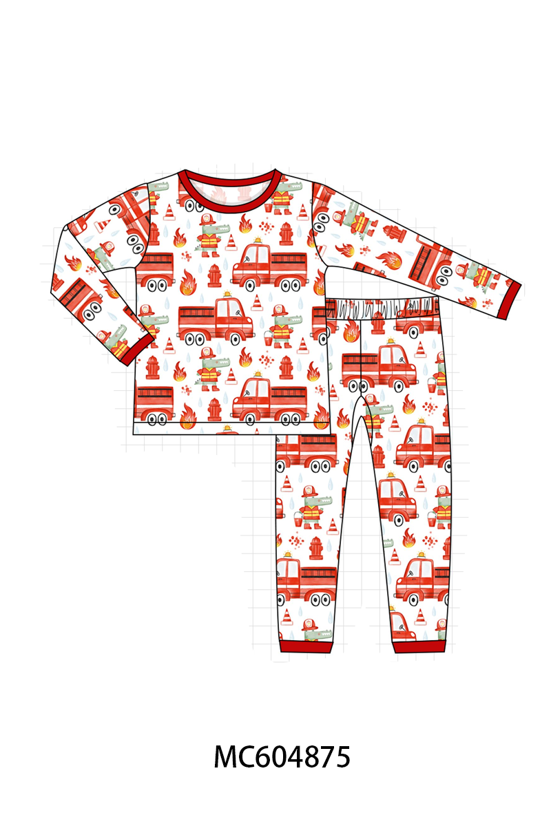 Red Fire Engine Bamboo Pajama Set