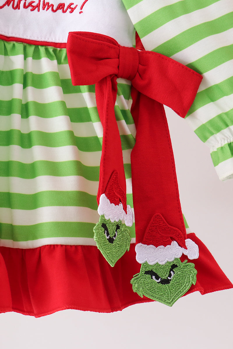 Green Stripe Grinch Applique Bloomer Set