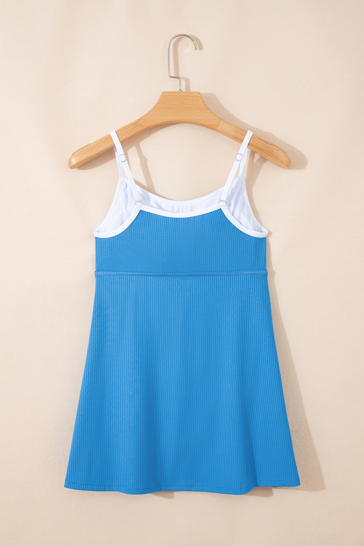 Russet Orange Color Block Edge Ribbed Pocketed Lined Swim Dress