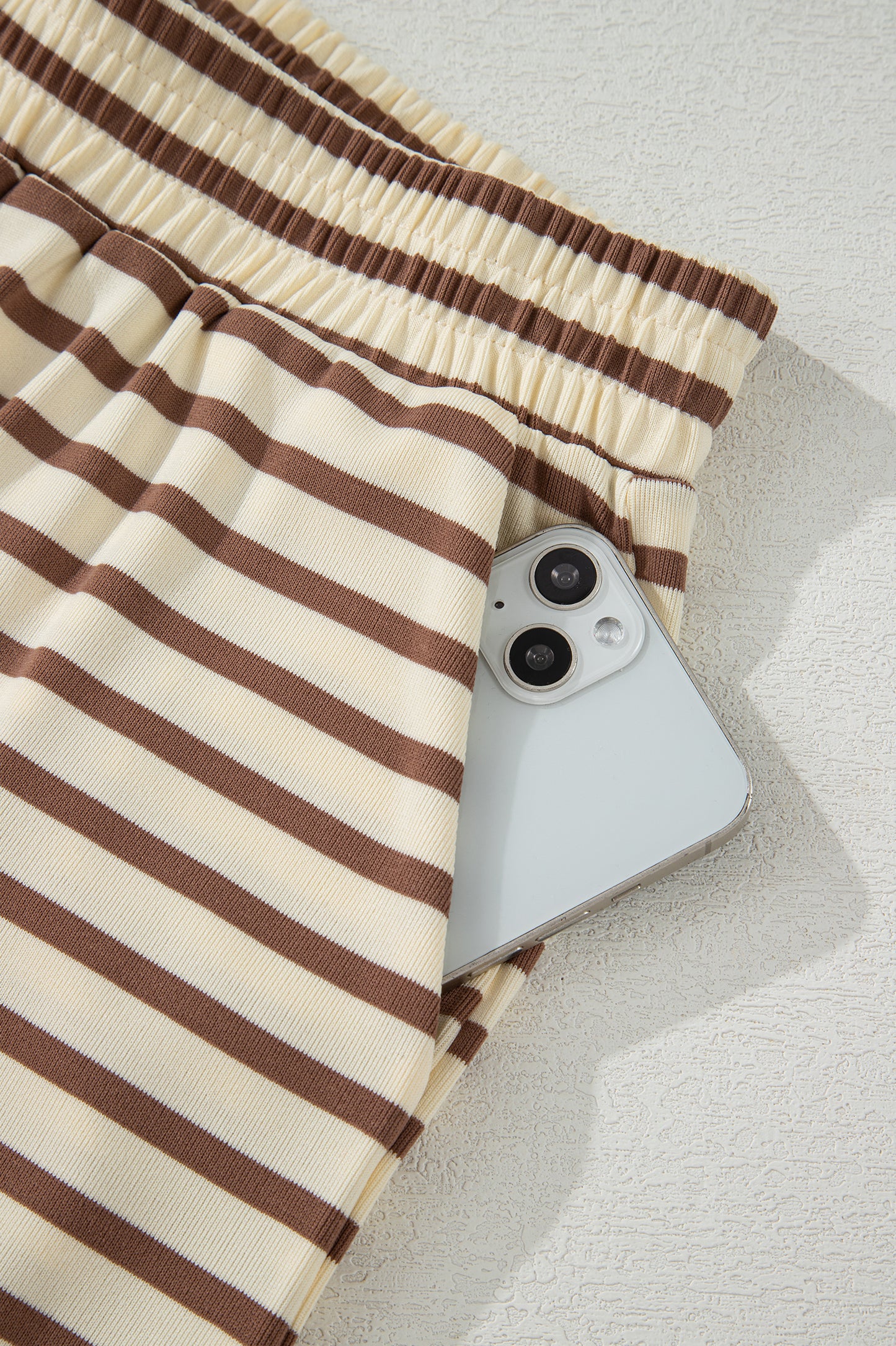 Black Stripe Half Buttons Top and Shorts Set