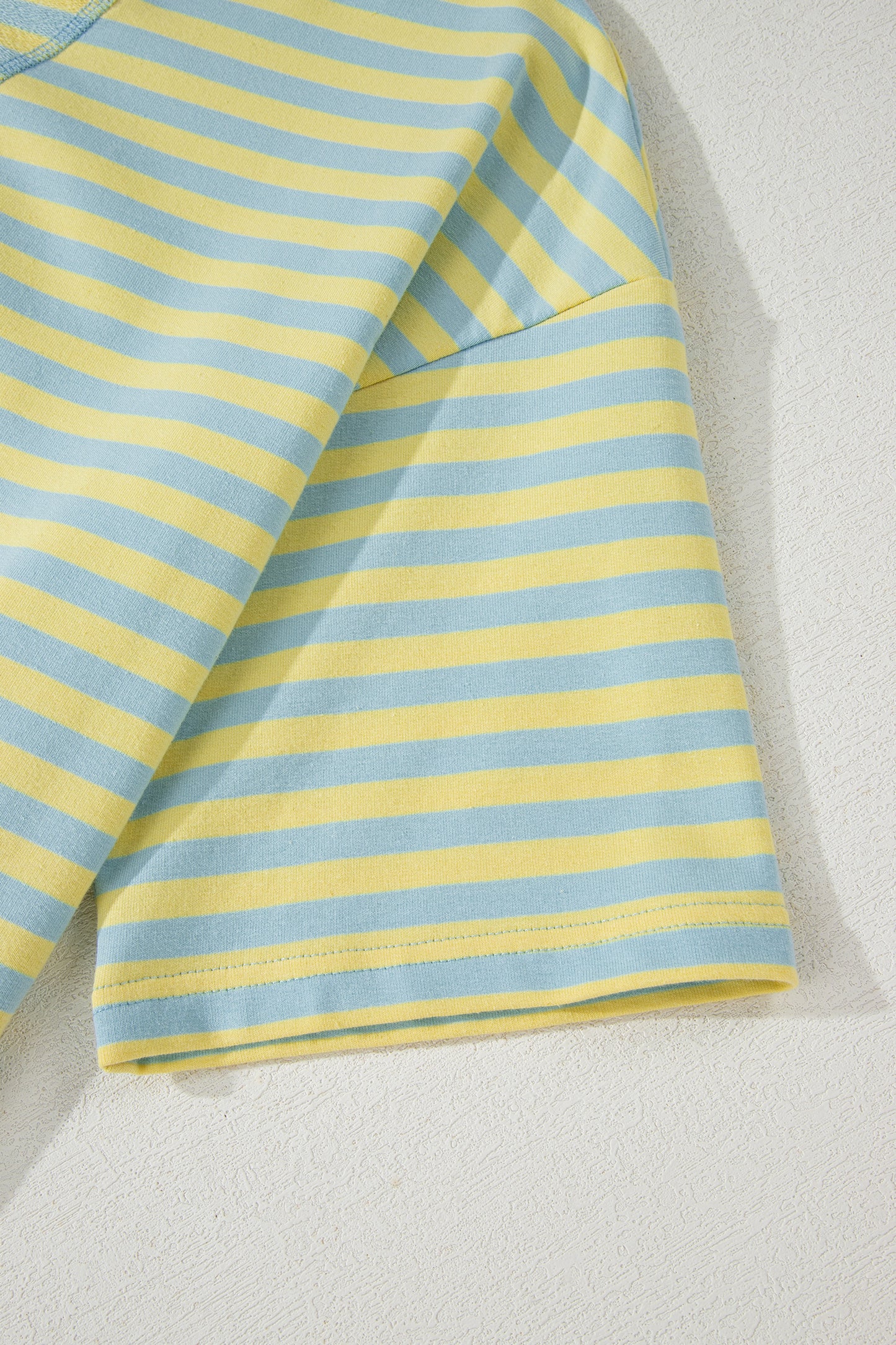 Rose Stripe Drop Shoulder Boxy Casual Terry Short Set
