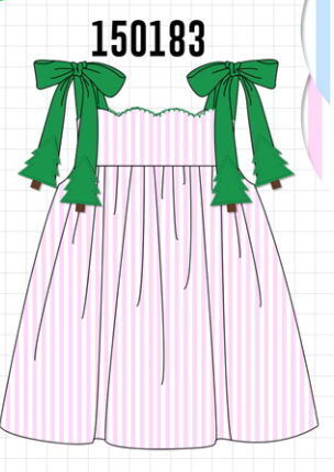 Pink Christmas Tree Embroidery Dress