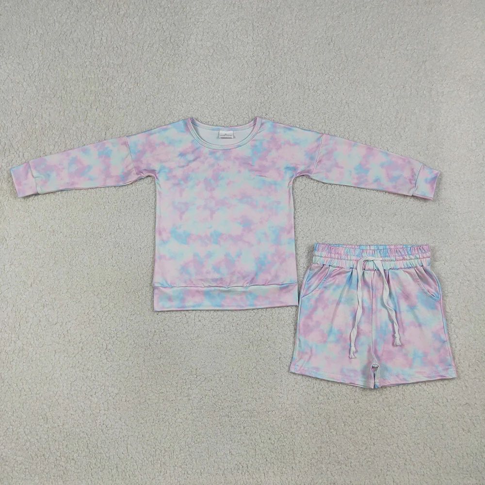 Purple Tie Dye Long Sleeve Short Set