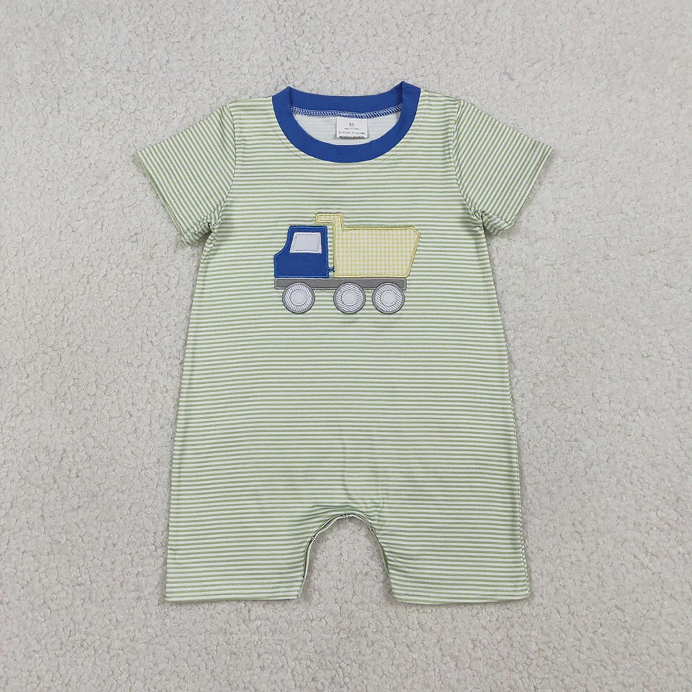 Striped Boys Trucker Romper