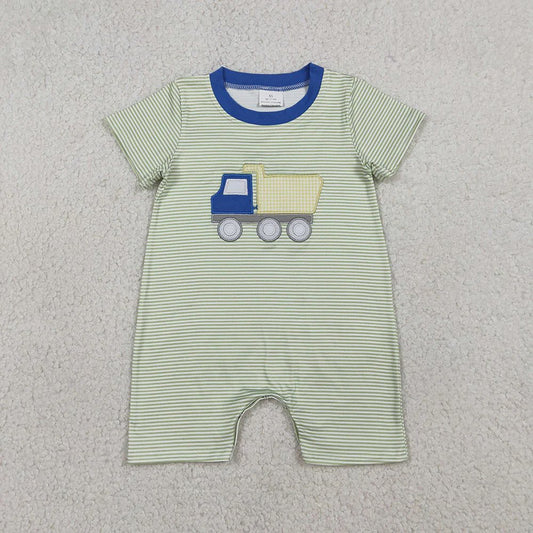 Striped Boys Trucker Romper