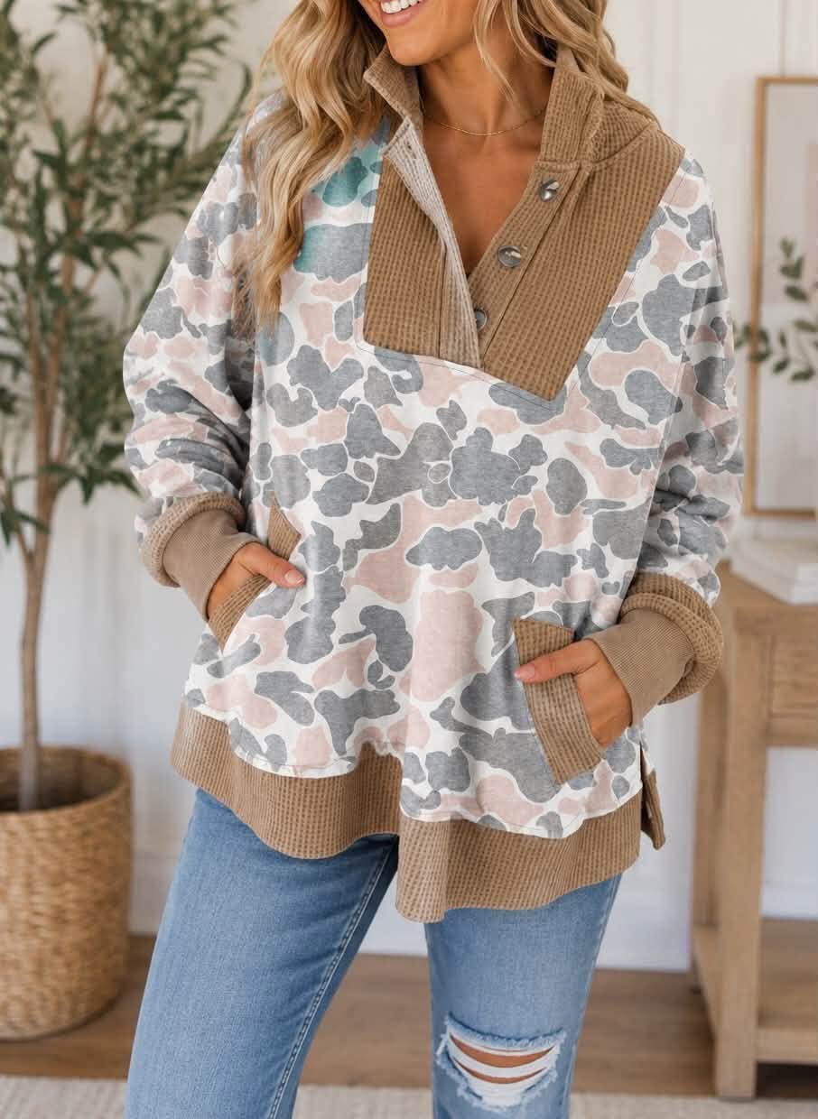Camo Waffle Knit Plus Hoodie Preorder
