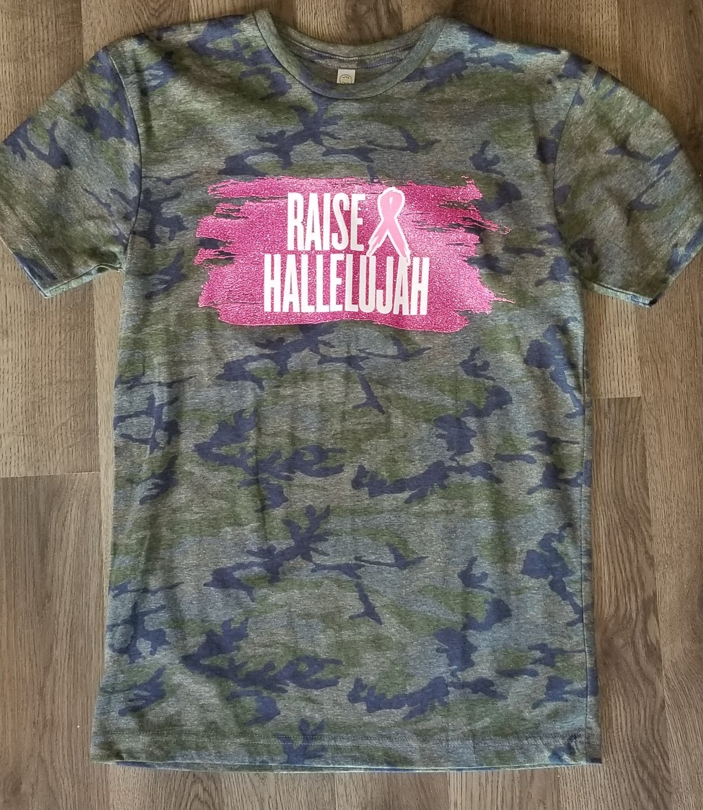 Raise A Hallelujah Breast Cancer Awareness Camo Tee