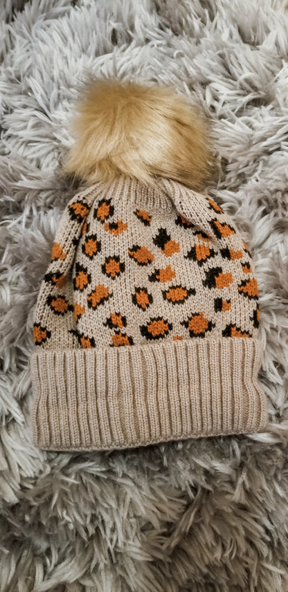 Leopard Beanies With Removable Pom Pom {6 colors}