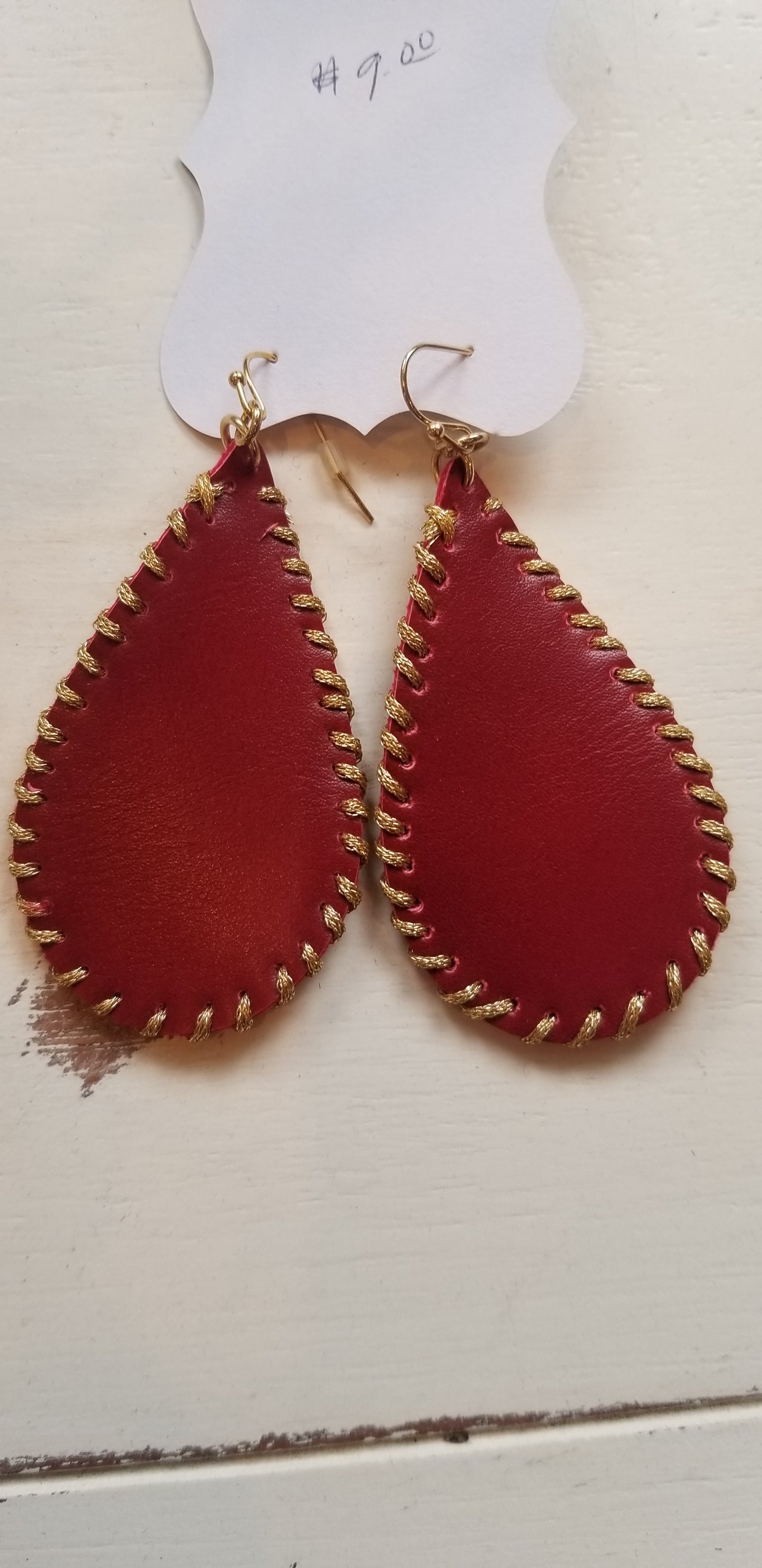 Burgundy & Gold Teardrop Earrings