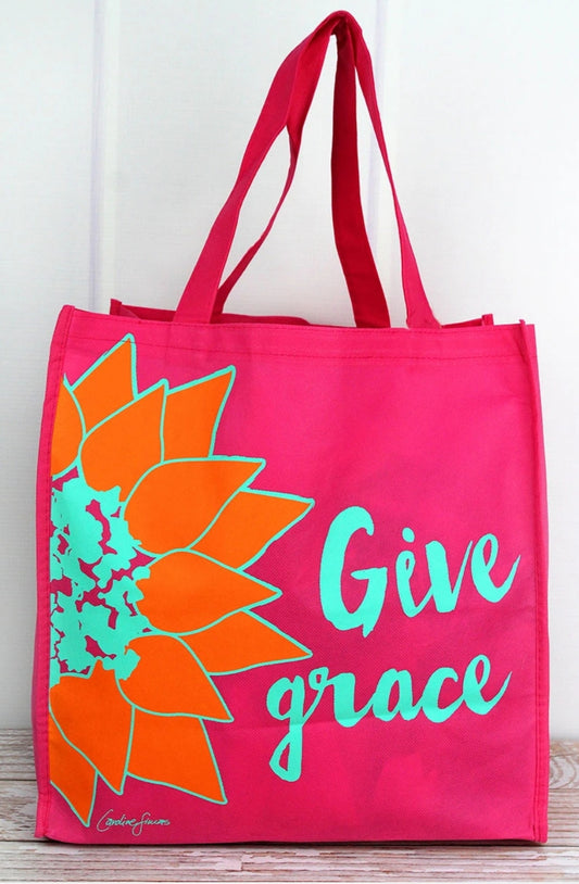 Give Grace Hot Pink Neon Flower Bag