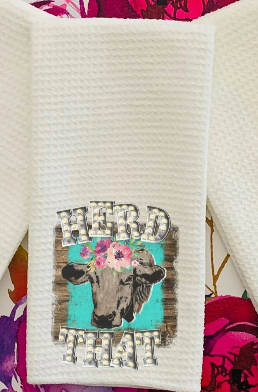 Herd That Waffle Kitchen Towel