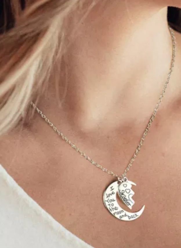 I Love You To The Moon Mom & Daughter Necklaces